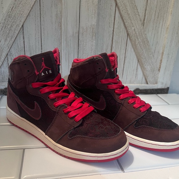 Jordan Red and Brown High-Top Sneakers - Picture 5 of 9